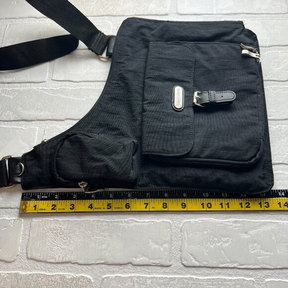 Baggallini Crossbody Bag Black Nylon Travel Organizer Medium Zipper Buckle - Picture 14 of 16